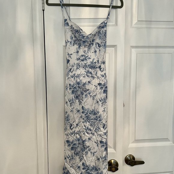 Cider Floral & Dragonfly Cowl Neck Midi Dress in XS - Picture 4 of 5